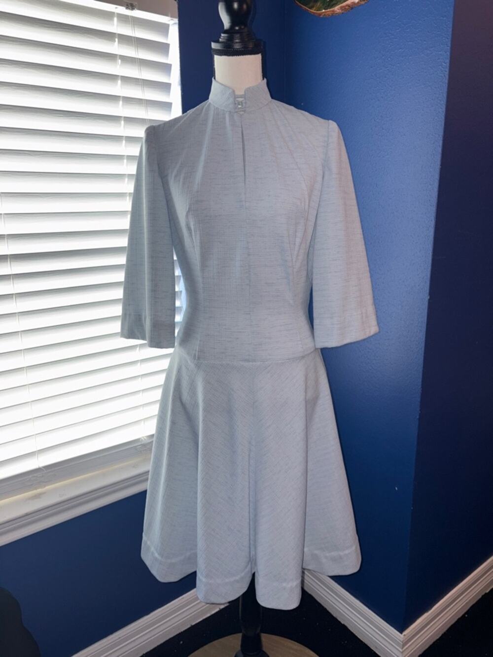 ✨ Vintage 1970s Light Blue Textured Dress | Timeless & Effortlessly Elegant ✨